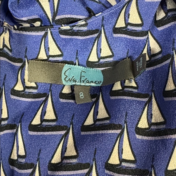 Eva Franco Anthropologie Sailboat Print Jumpsuit Blue & White Size 8 NWT - Picture 6 of 7